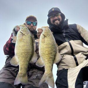 Me and JD with double big bass - Presque Isle Bay