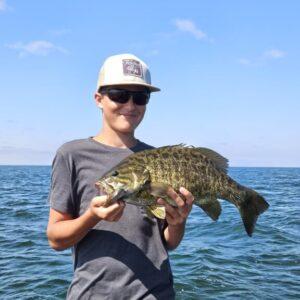 22 inch Giant Lake Erie Smallmouth Bass with Big Fat Bass Guide Service