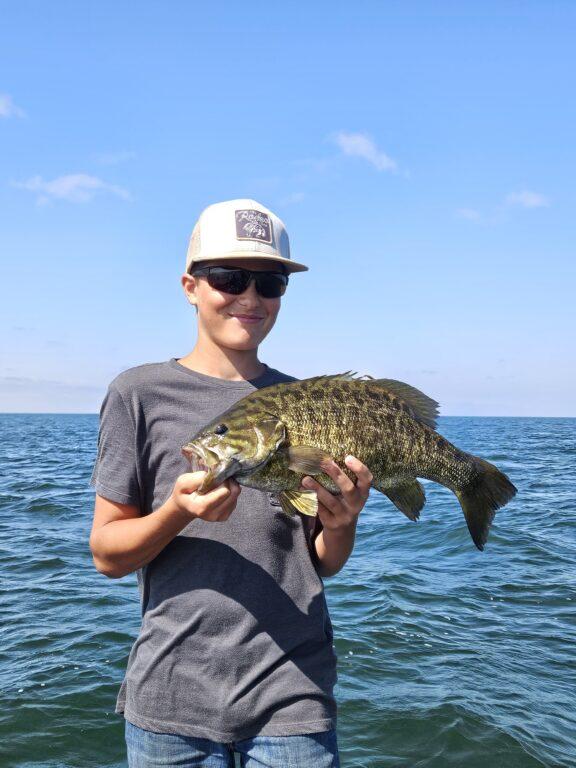 22 inch Giant Lake Erie Smallmouth Bass with Big Fat Bass Guide Service