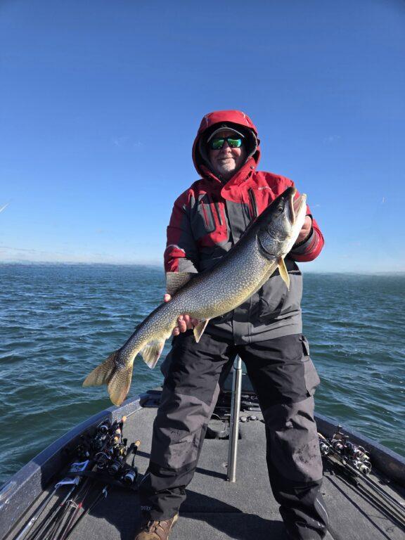 Giant Lake Trout with Big Fat Bass Guide Service on Lake Erie