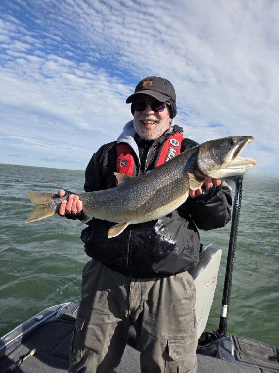 Big Fat Bass Guide Service Client Keith with a big Lake Erie Lake Trout