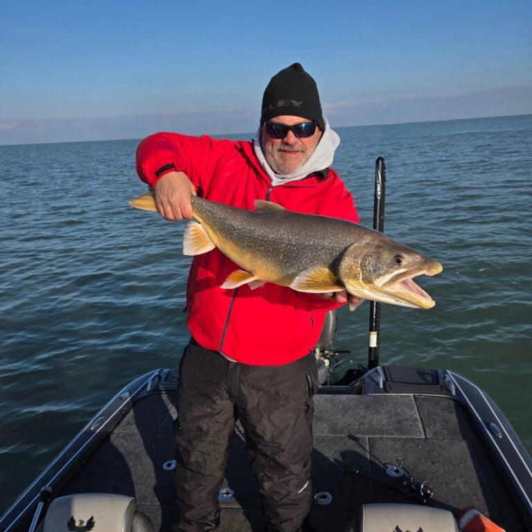 Big Fat Bass Guide Service client Rob with a big Erie lake trout