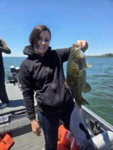 Big Fat Bass Guide Service Client with a big summertime smallmouth bass1