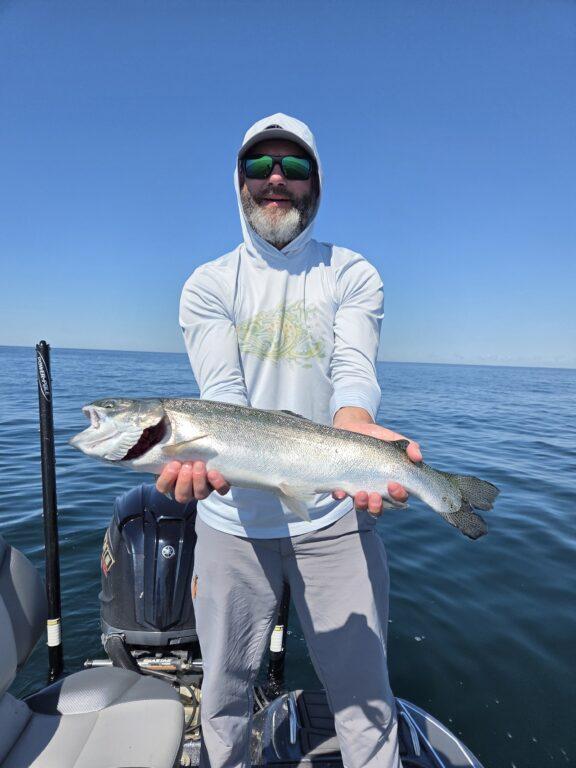 Bonus Lake Erie steelhead caught while jigging for deep-water walleye