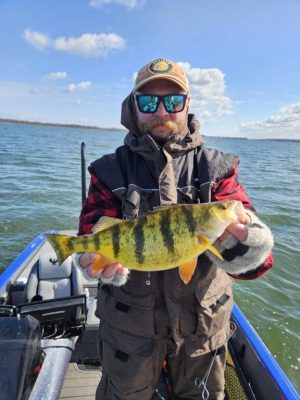 Big Fat Bass Guide Service Client Jeff with a Jumbo Spring Lake Erie Perch